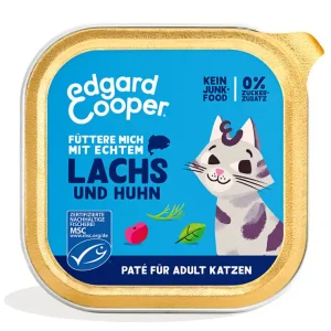 Sparpaket 32 x 85 g Edgard & Cooper Adult Paté Lachs & Huhn Katzen Nassfutter Neu